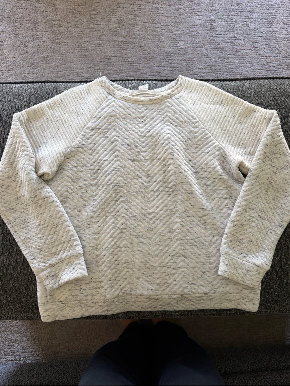 Workshop Republic Clothing Quilted Crewneck Sweater in Light Gray